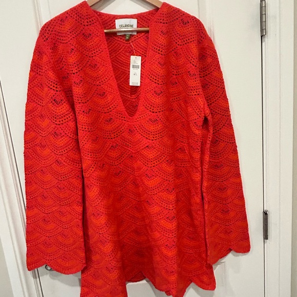 Vibrant Orange Crochet Swim Cover-Up - Picture 4 of 9